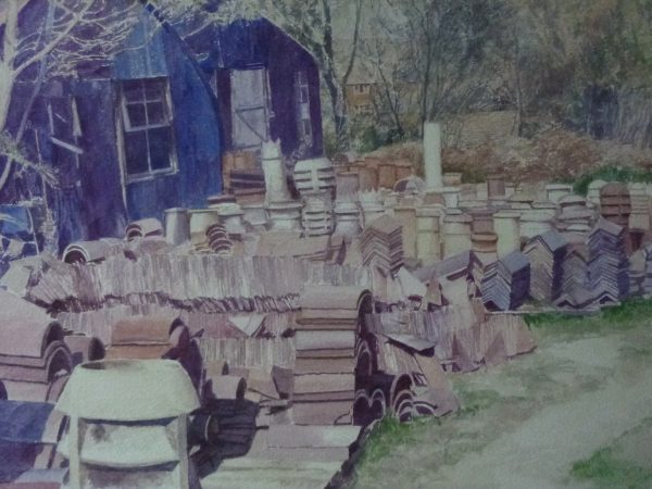 Piles of Tiles and Chimney Pots. watercolour 91X70 cm